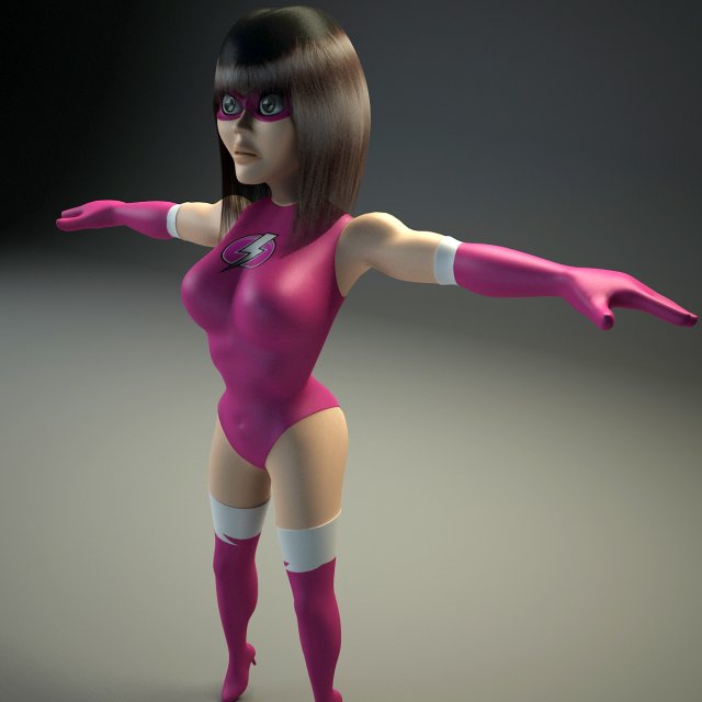generic female superhero cartoon Modelo 3D .c4d .max .obj .3ds .fbx .stl .blend 