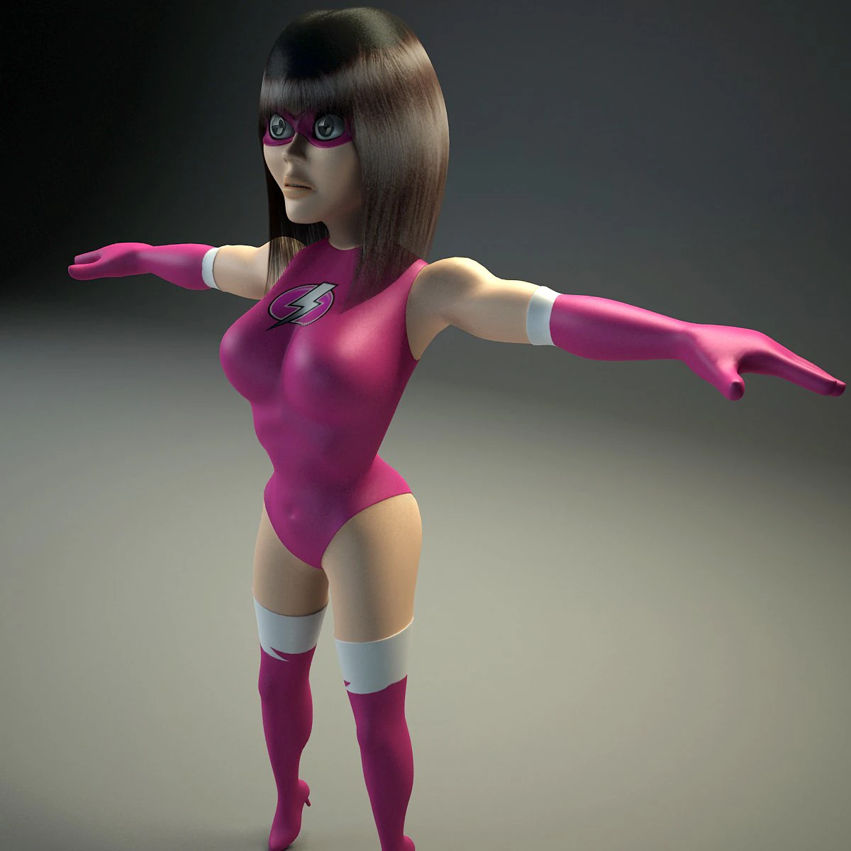 generic female superhero cartoon 3D Model .c4d .max .obj .3ds .fbx .stl .blend 