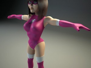 generic female superhero cartoon 3D Model