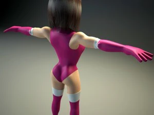 generic female superhero cartoon 3D Model