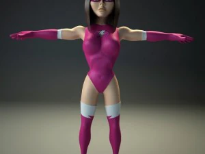 generic female superhero cartoon 3D Model