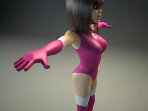 generic female superhero cartoon 3D Model
