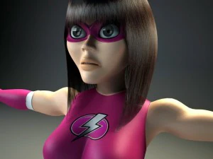 generic female superhero cartoon 3D Model
