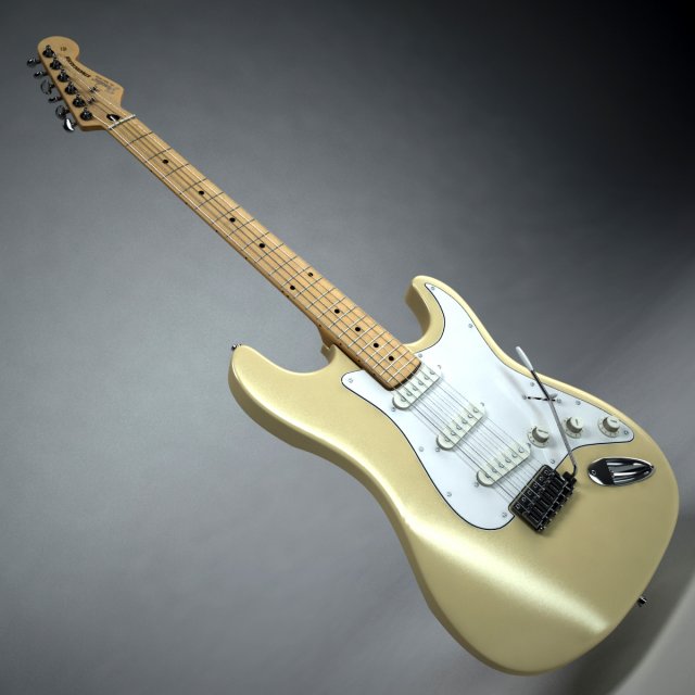 fender stratocaster vintage white 3Dモデル .c4d .max .obj .3ds .fbx .stl .blend 