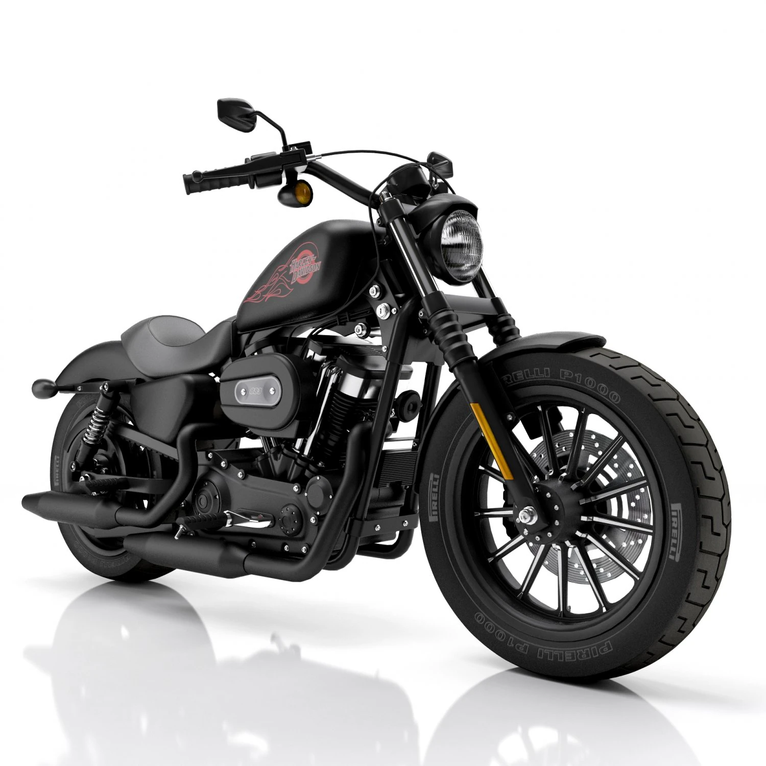 Harley davidson iron 883 3D Model .c4d .max .obj .3ds .fbx .stl .blend