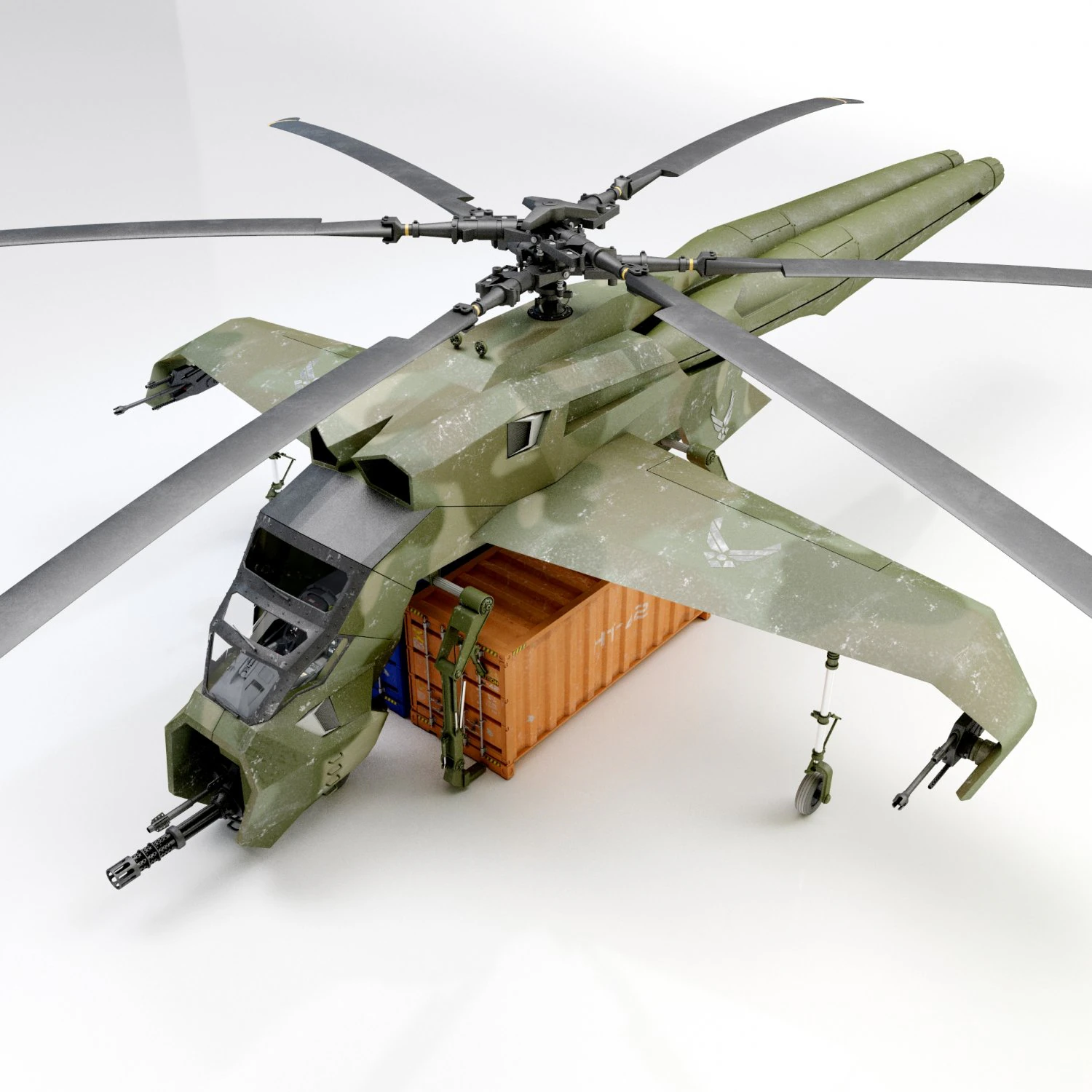 Helicopter cargo prototype 3D Model .c4d .max .obj .3ds .fbx .stl .blend 