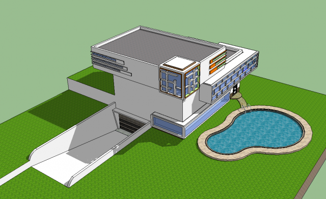 modern house with swimming pool 3D Model .c4d .max .obj .3ds .fbx .stl .blend 