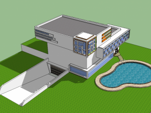 modern house with swimming pool 3D-Modell