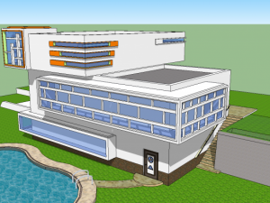 modern house with swimming pool 3D Model