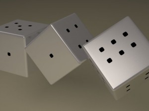 white gaming dice with black dots Modelo 3D