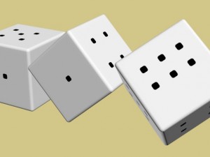 white gaming dice with black dots Model 3D