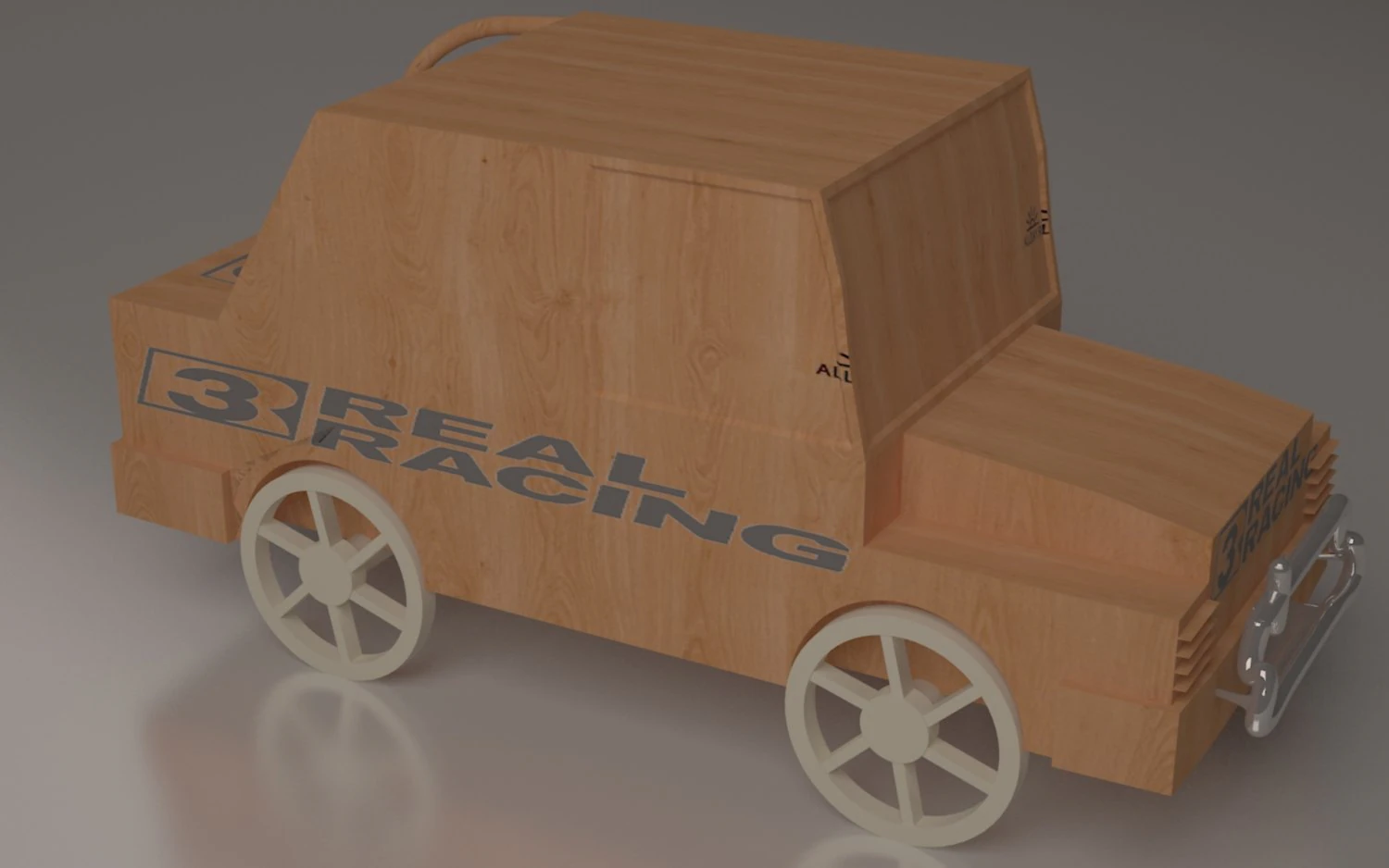 wooden toy car 3D Model .c4d .max .obj .3ds .fbx .stl .blend