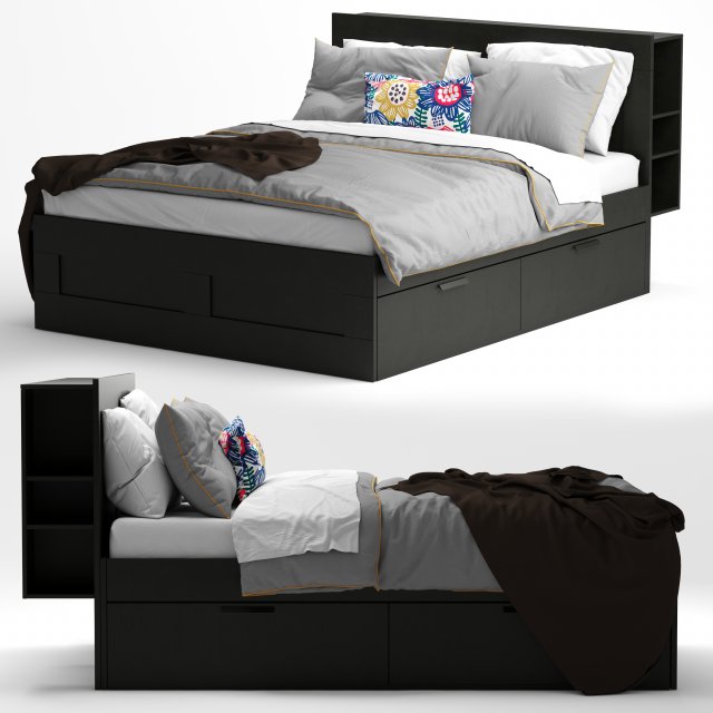 brimnes ikea bed 3D 模型 .c4d .max .obj .3ds .fbx .stl .blend 