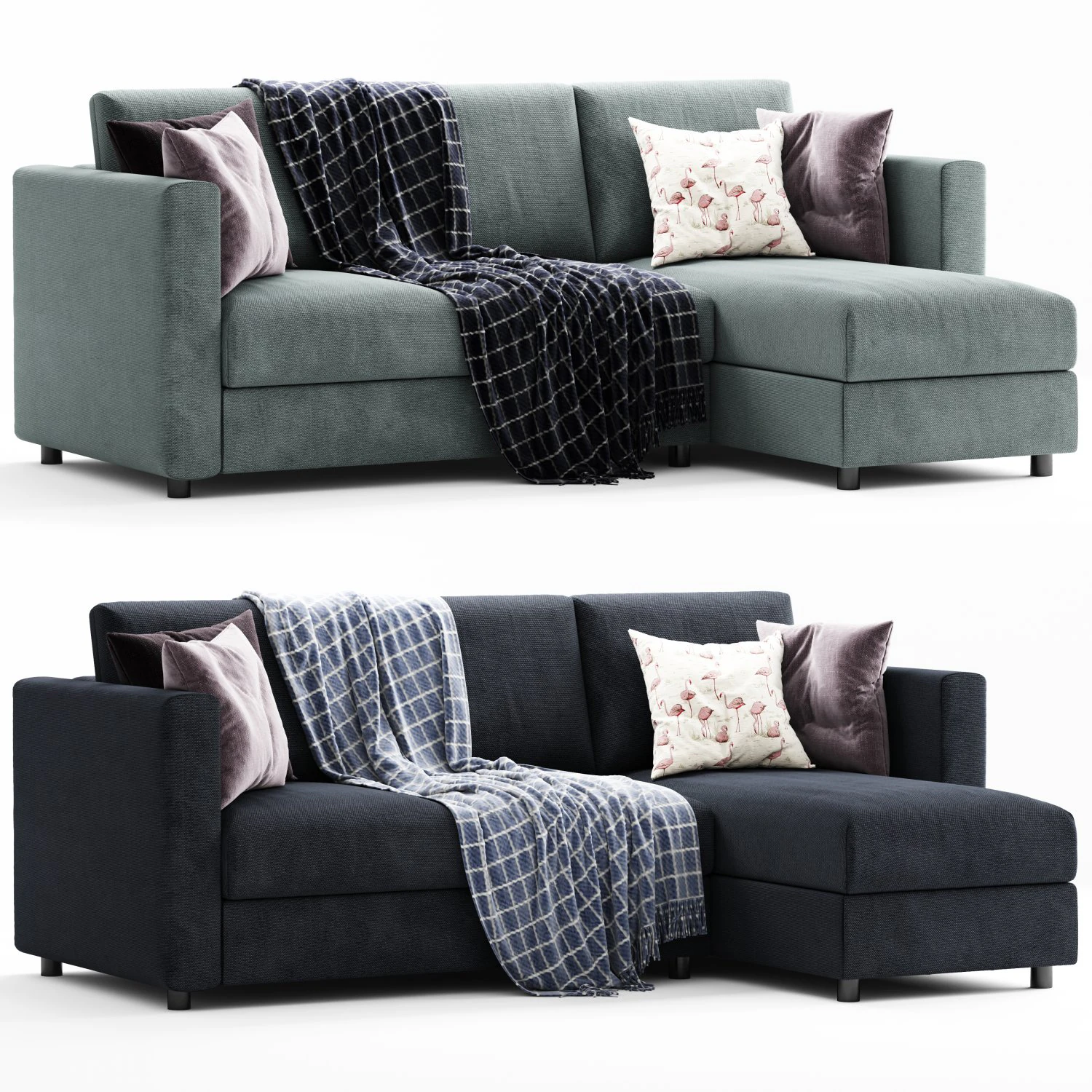 ikea finnala 3 seats chaise longue 3D Model .c4d .max .obj .3ds .fbx .stl .blend