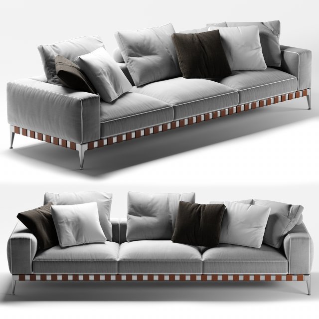flexform gregory 3 seater sofa Modèle 3D .c4d .max .obj .3ds .fbx .stl .blend 