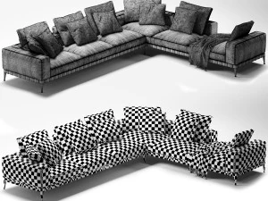 sof&aacute; de canto flexform Gregory Modelo 3D