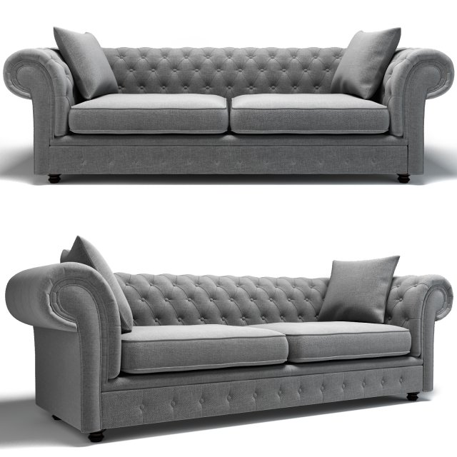 Branagh 3 Seater Chesterfield Sofa 3D 模型 .c4d .max .obj .3ds .fbx .stl .blend 