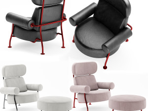 Lign Roset Astair armchair and puff 3D Model