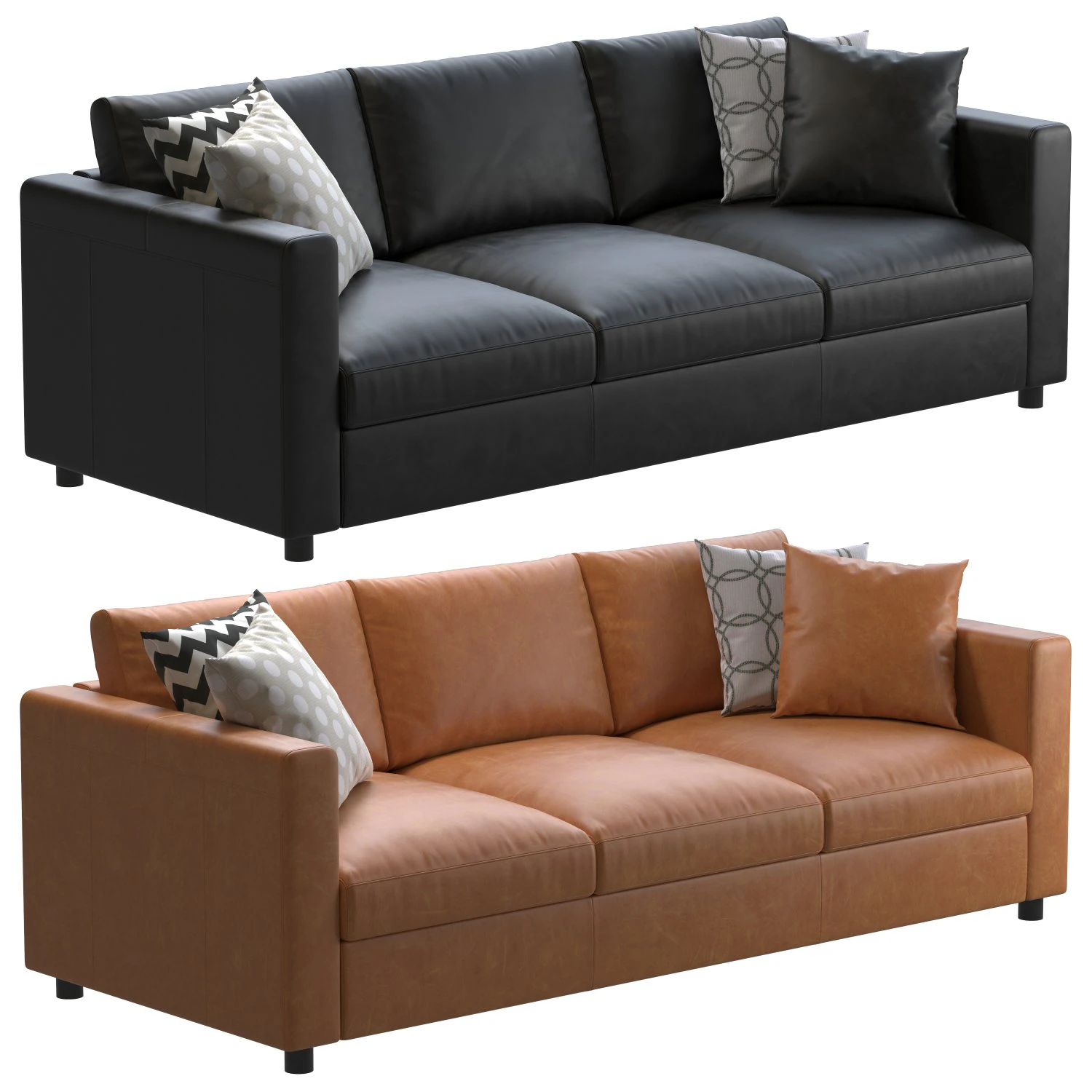 Ikea Finnala leather sofa 3 seater 3D Model .c4d .max .obj .3ds .fbx .stl .blend 