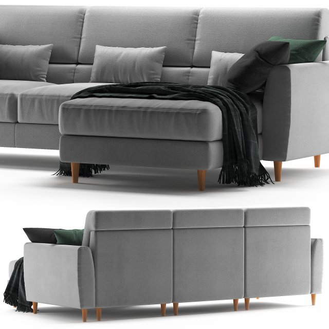 Ikea Slatorp with chaise 3D Model .c4d .max .obj .3ds .fbx .stl .blend 