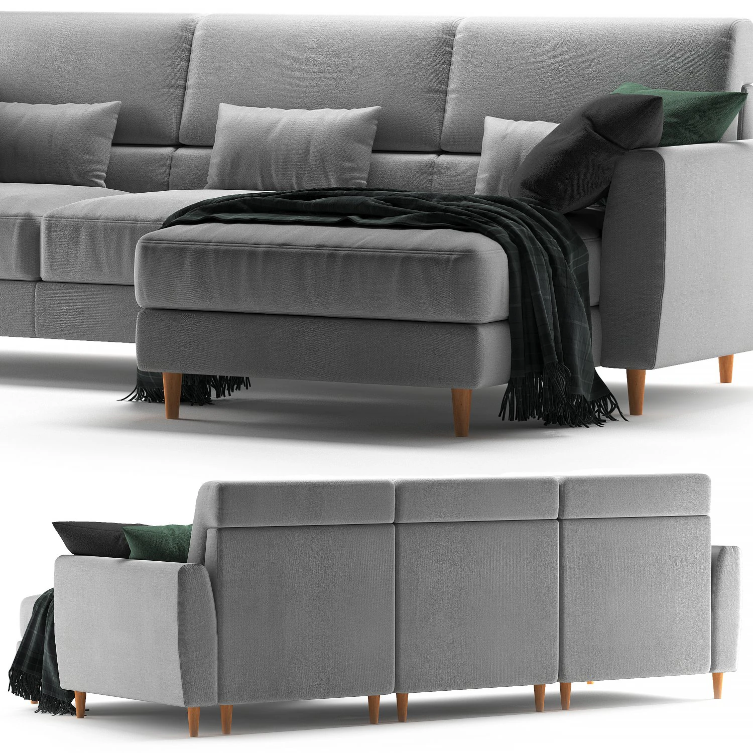 Ikea Slatorp with chaise 3D Model .c4d .max .obj .3ds .fbx .stl .blend 