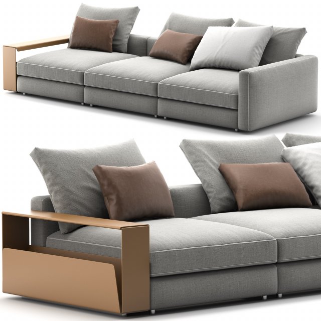 Flexform harper 3 seat 3D Model .c4d .max .obj .3ds .fbx .stl .blend 