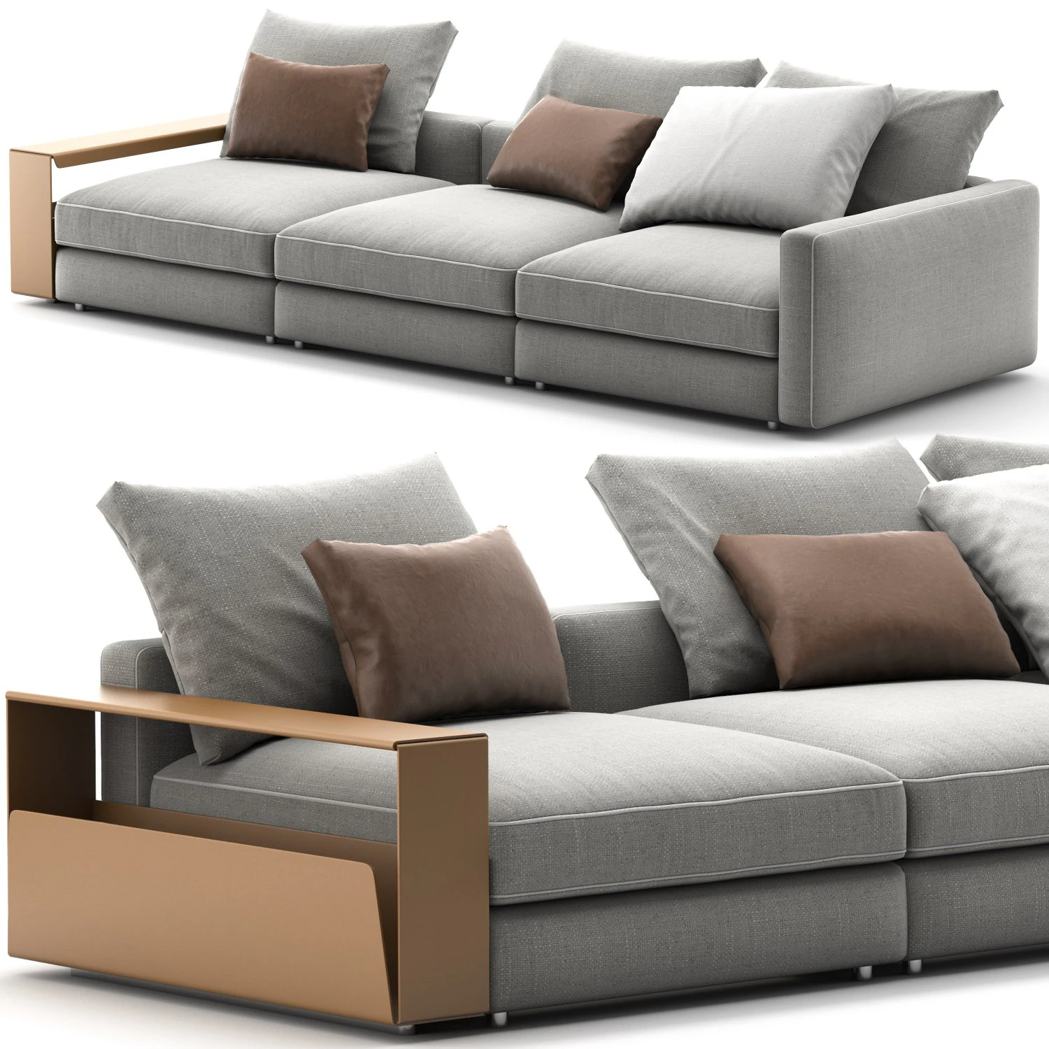 Flexform harper 3 seat 3D Model .c4d .max .obj .3ds .fbx .stl .blend