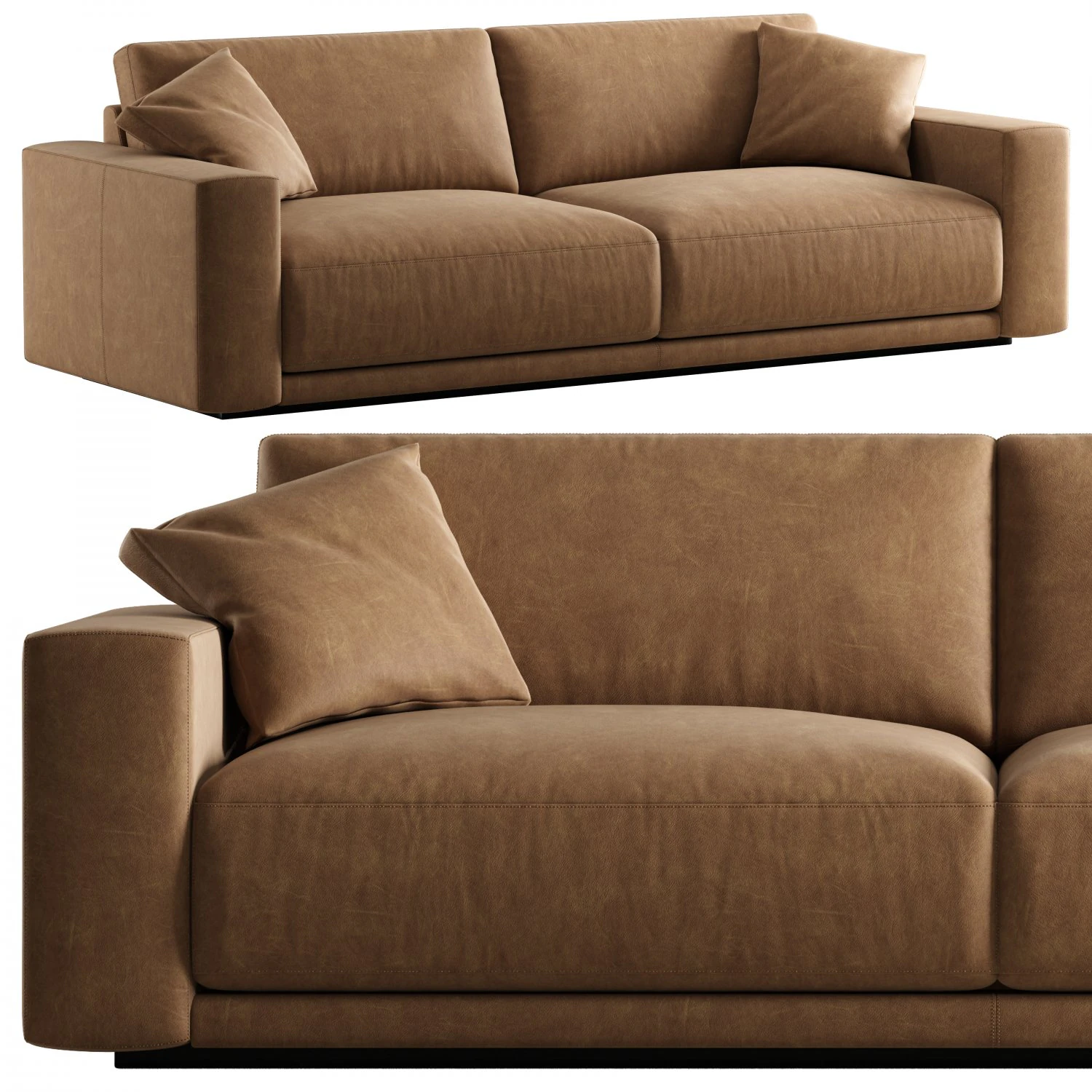 RH Bella leather sofa 2 seat 3D Model .c4d .max .obj .3ds .fbx .stl .blend 
