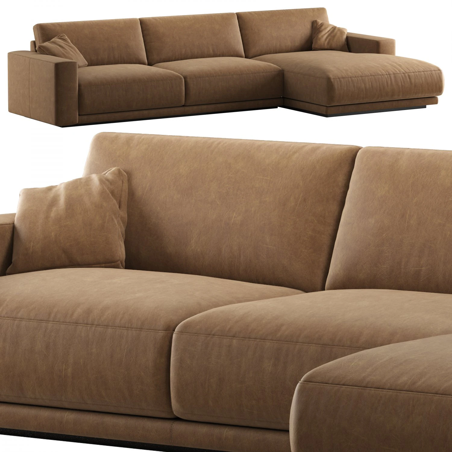 RH bella sofa chaise-longue sectional leather 3D Model .c4d .max .obj .3ds .fbx .stl .blend 