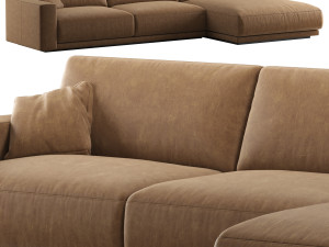 RH bella sofa chaise-longue sectional leather 3D Model