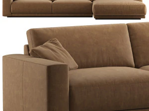 RH bella sofa chaise-longue sectional leather 3D Model