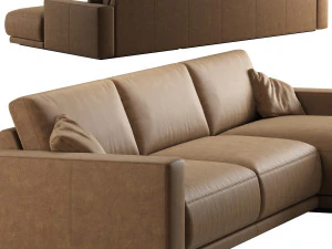 RH bella sofa chaise-longue sectional leather 3D Model