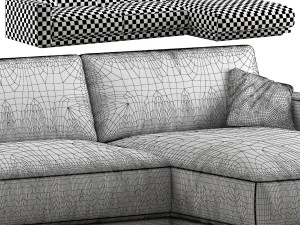 RH bella sofa chaise-longue sectional leather 3D Model