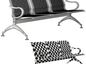 Oshujian waiting iron bench chair SJ-8888 3D 模型