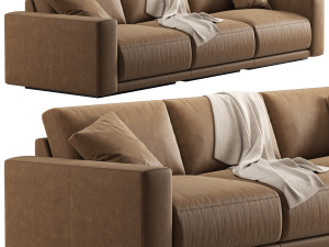 RH Bella modular leather 3 seat sofa 3D Модель