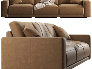RH Bella modular leather 3 seat sofa 3D Model