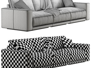 RH Bella modular leather 3 seat sofa 3D Modell in Sofa 3DExport