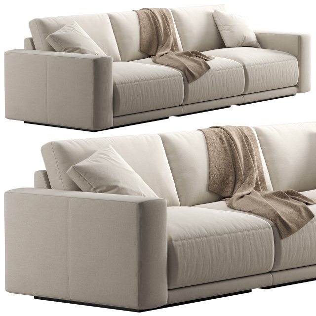 RH Bella modular fabric 3 seat sofa 3D Модель .c4d .max .obj .3ds .fbx .stl .blend 