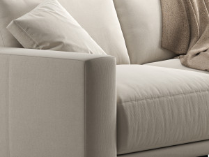 RH Bella modular fabric 3 seat sofa 3D Модель