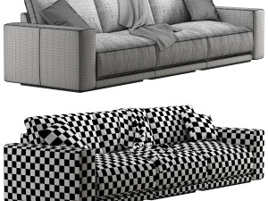 RH Bella modular fabric 3 seat sofa 3D Модель