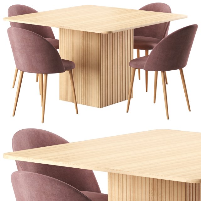 Hill kitchen table and Lion chairs from divan ru 3D Model .c4d .max .obj .3ds .fbx .stl .blend