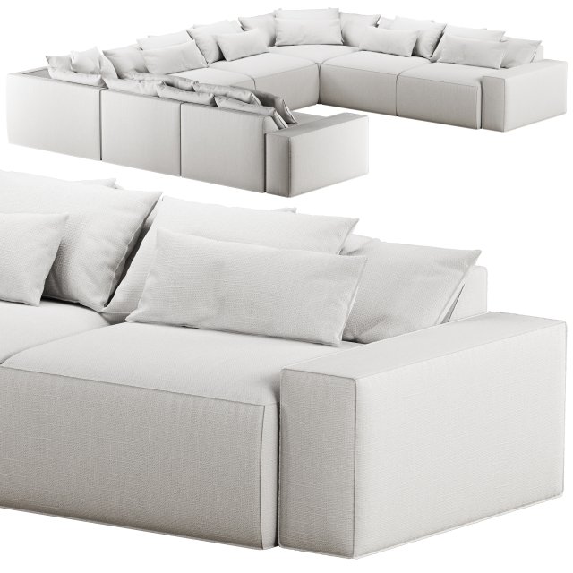 RH Dillon modular U-sofa sectional 3D Model .c4d .max .obj .3ds .fbx .stl .blend 