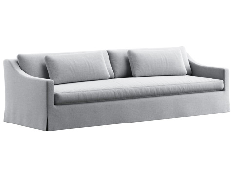 RH Belgian classic slope arm slipcovered bench-seat sofa Modelo 3D