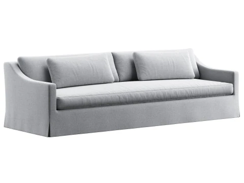 RH ベルギー製クラシック スロープアーム スリップカバー付きベンチシートソファ 3Dモデル