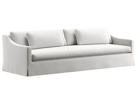 RH Belgian classic slope arm slipcovered bench-seat sofa 3D Model