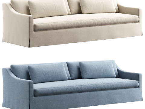 RH Belgian classic slope arm slipcovered bench-seat sofa 3D Model