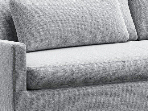RH Belgian classic slope arm slipcovered bench-seat sofa 3D Model