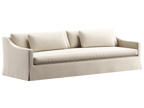 RH Belgian classic slope arm slipcovered bench-seat sofa 3D Model