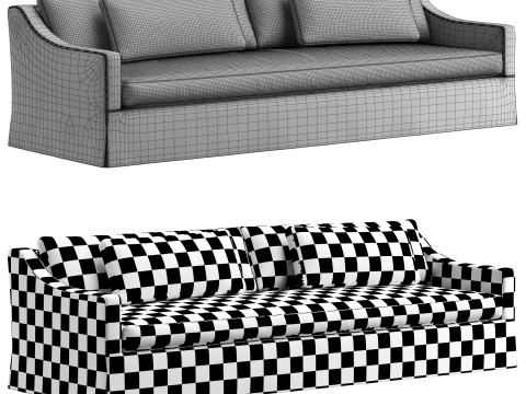 RH Belgian classic slope arm slipcovered bench-seat sofa 3D Model