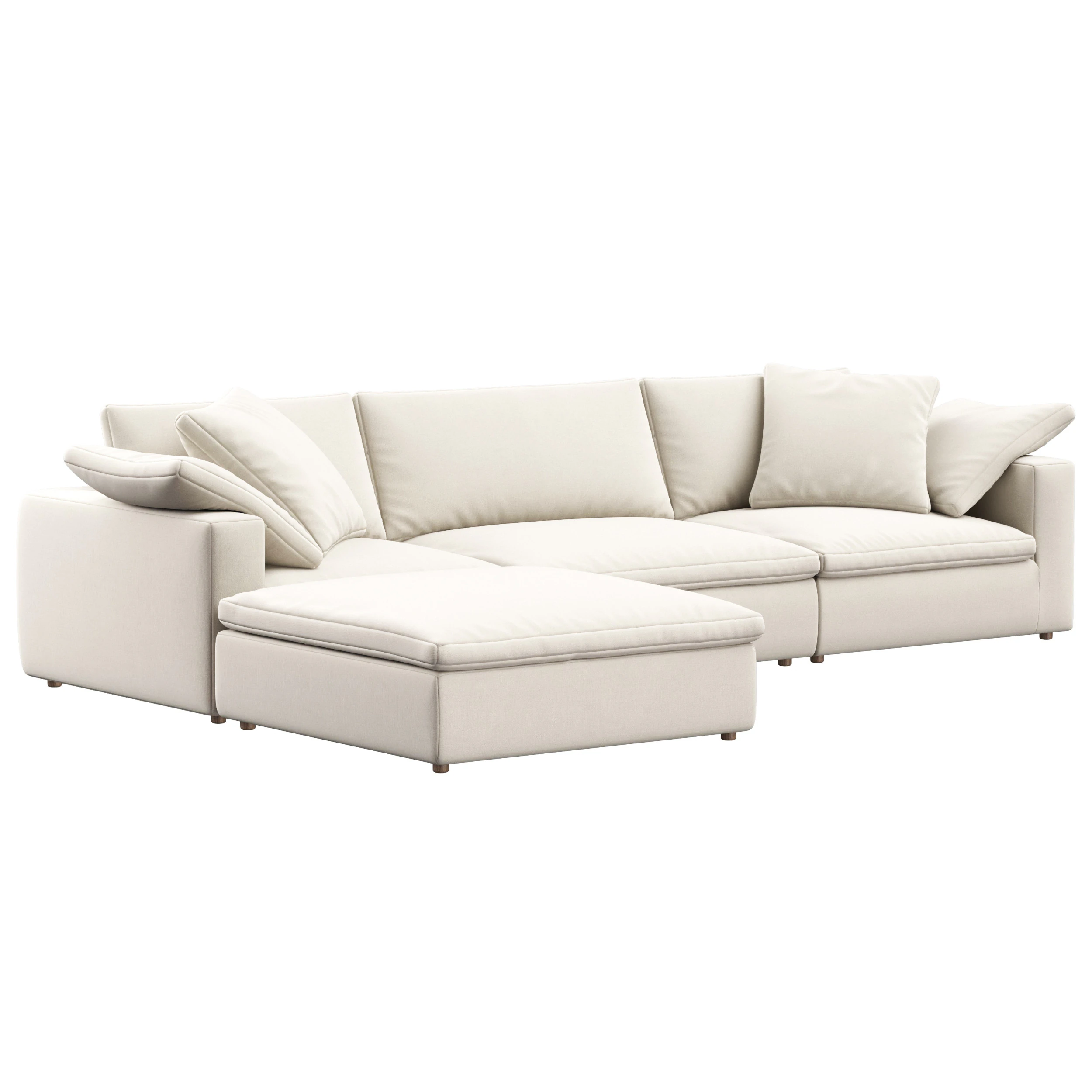 RH Cloud Luxe modular4-piece sofa-chaise sectional 3D Model .c4d .max .obj .3ds .fbx .stl .blend 